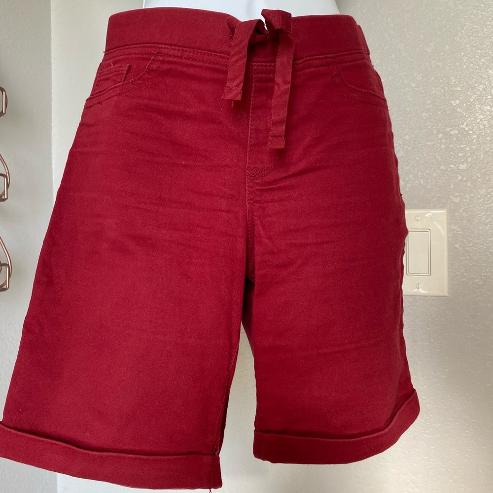 Red Shorts.  comfortable elastic waist, mid length shorts.
